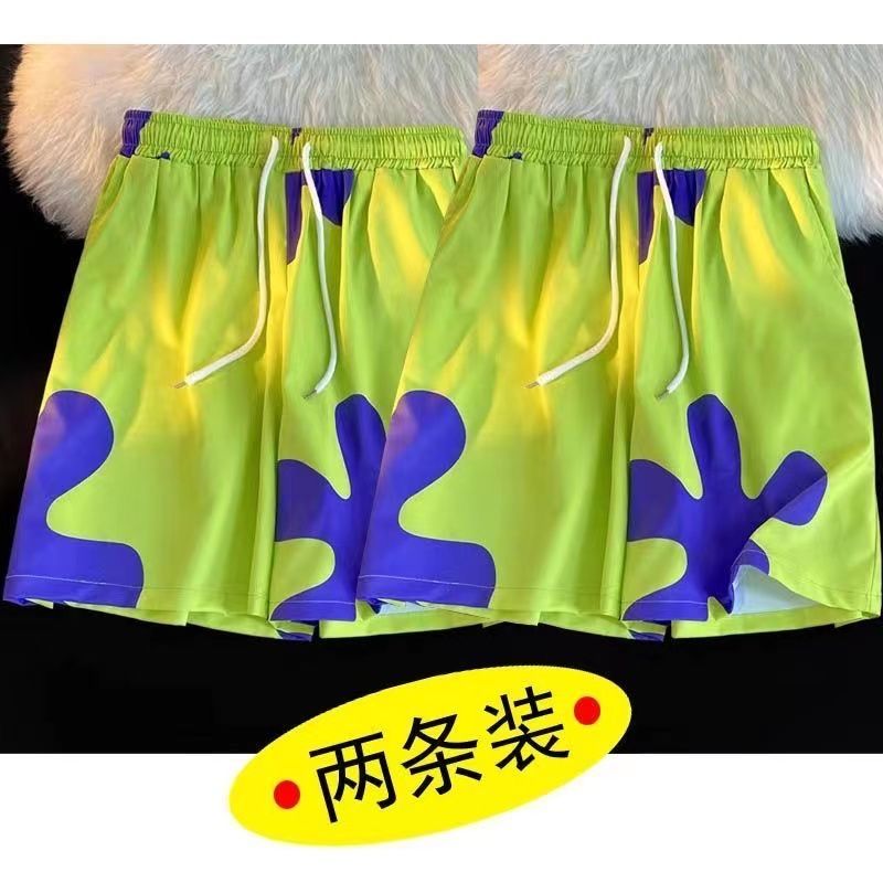 派大星的短褲男女夏季寬鬆睡褲海綿寶寶休閒褲情侶海邊度假沙灘褲