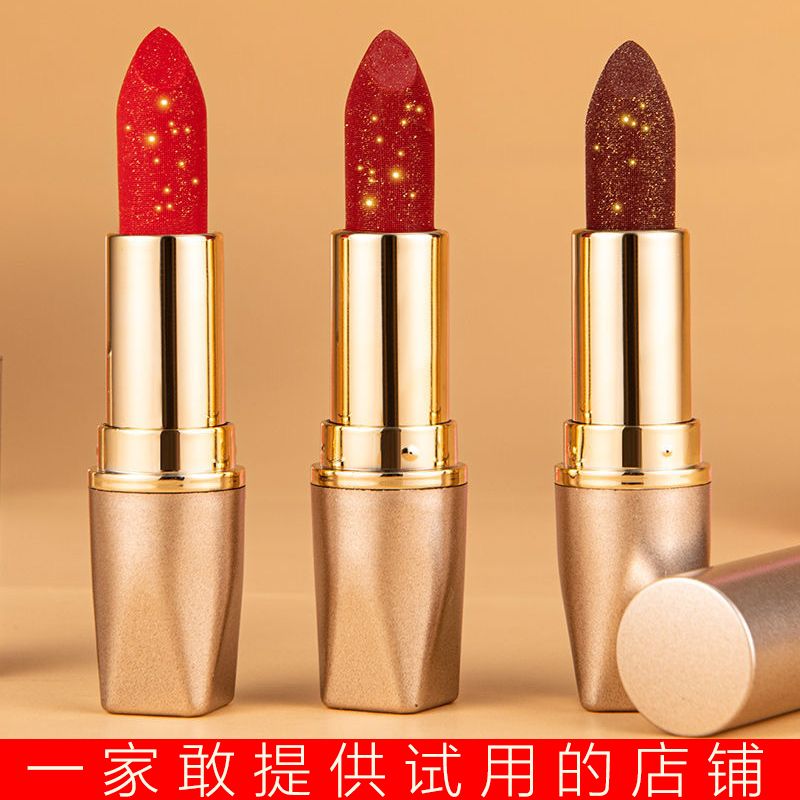 金鑽口紅不掉色防水不沾杯啞光霧面顯白易上色滋潤正紅色唇膏彩妝