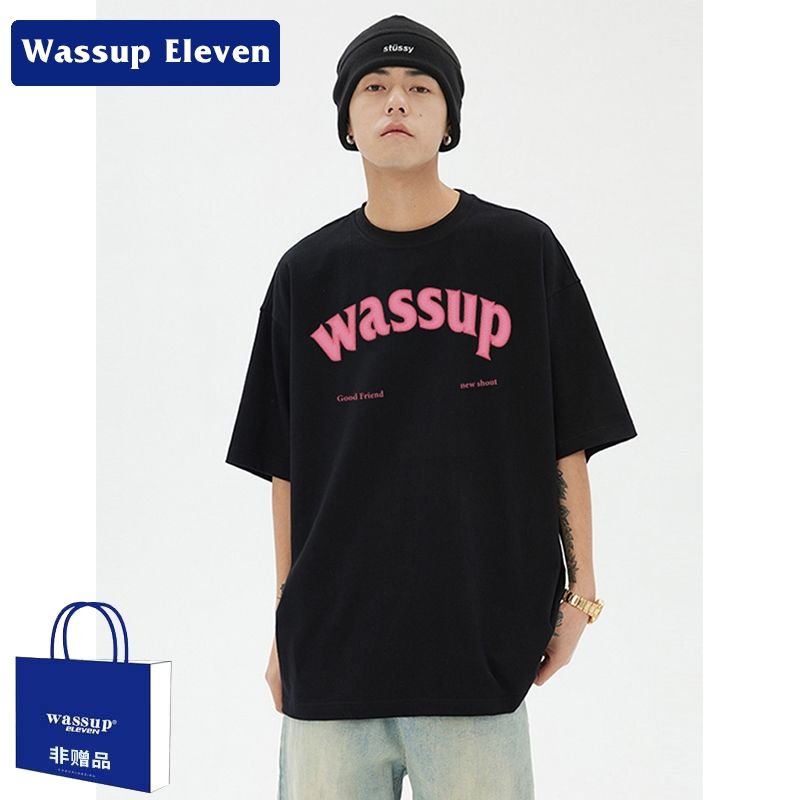 WASSUP ELEVEN國潮設計感短袖t恤男女裝重磅純棉寬鬆情侶半袖上衣