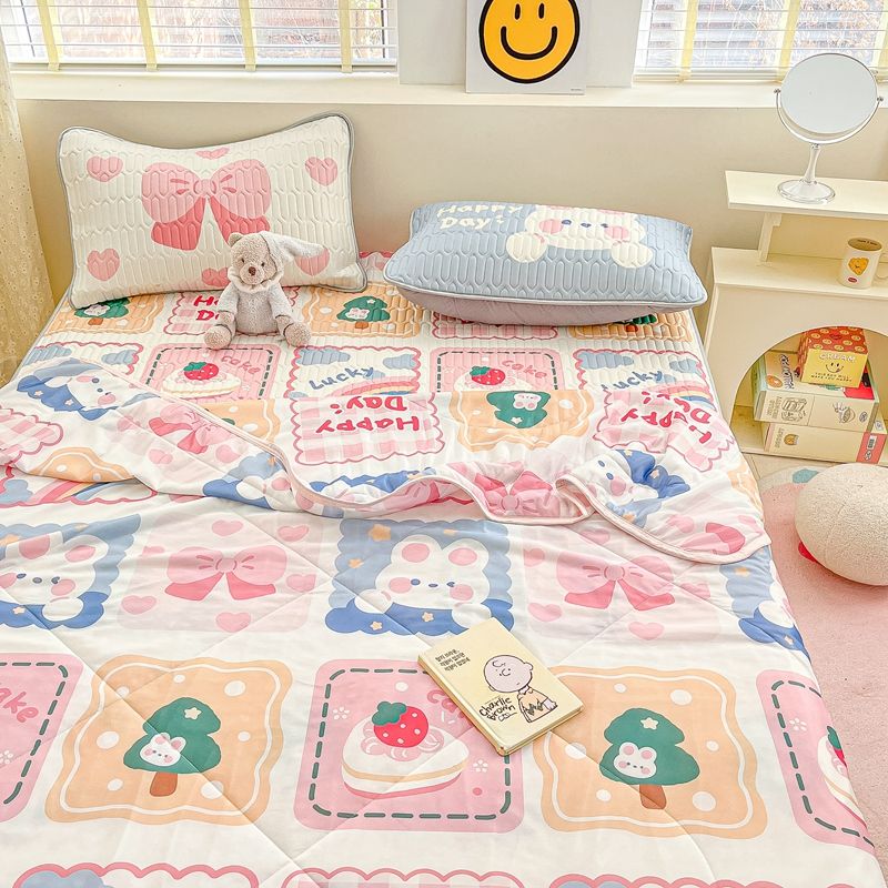 INS Princess Style Summer Latex Cool Mat Summer Quilt Set of Four, Washable Thin Quilt, Air Conditioning Quilt, Dormitory Non slip Mat
