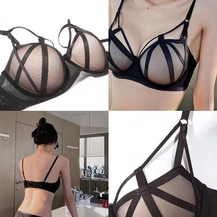 French pure desire sexy straps gather anti-sagging underwear women's hollow temptation artifact push-up adjustable bra