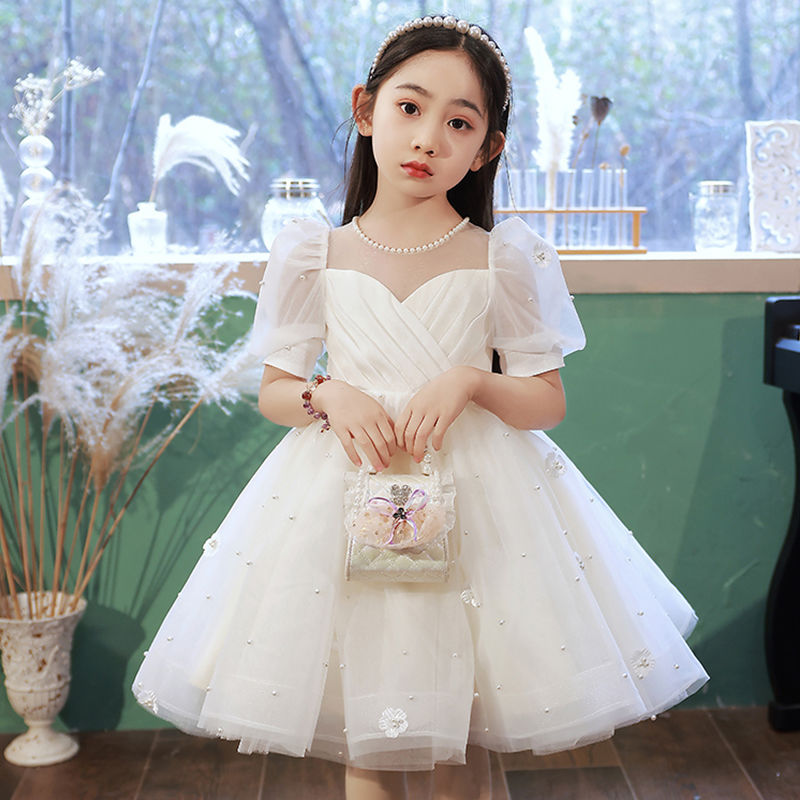女童公主裙花童婚禮蓬蓬紗兒童晚禮服高端小女孩主持人鋼琴演出服