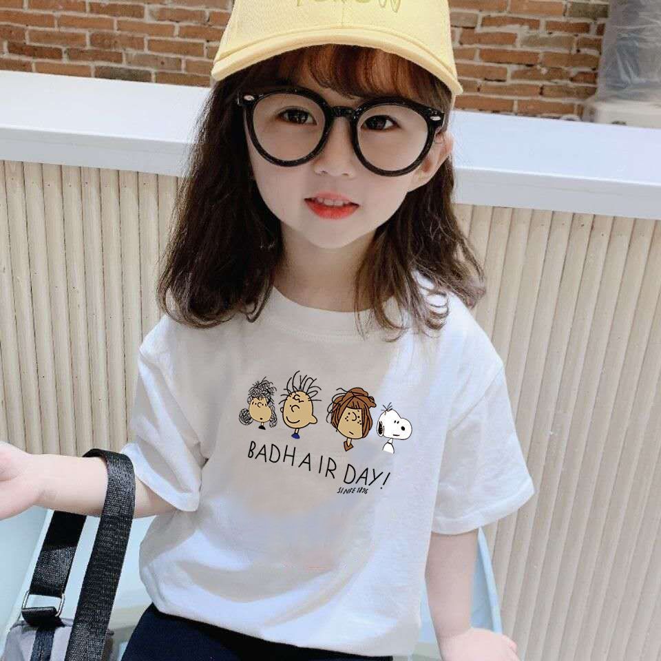 Pure cotton girls summer new Korean version of foreign style fashion small and medium children 5 girls baby short-sleeved T-shirt boys bottoming shirt
