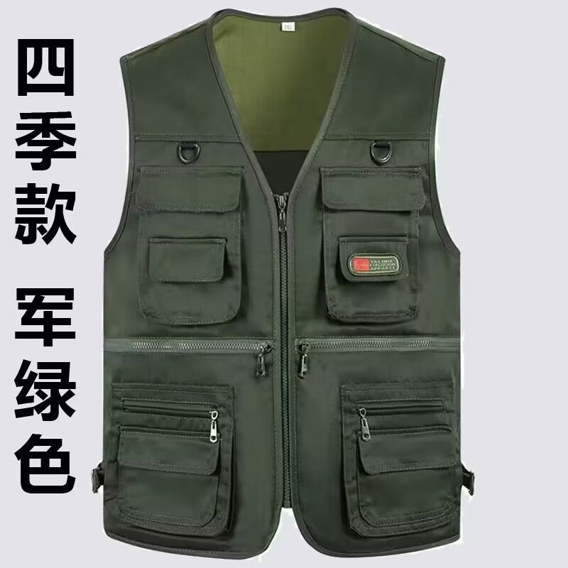 Middle-aged and elderly vest men's spring and autumn thick multi-pocket casual photography fishing vest mesh vest father's vest