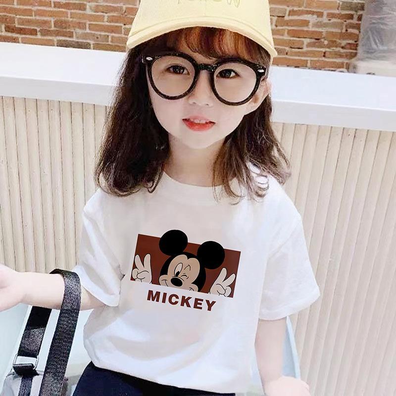Children's T-shirts 100% cotton summer short-sleeved tops all-match girls bottoming shirts foreign style thin section children's half-sleeves