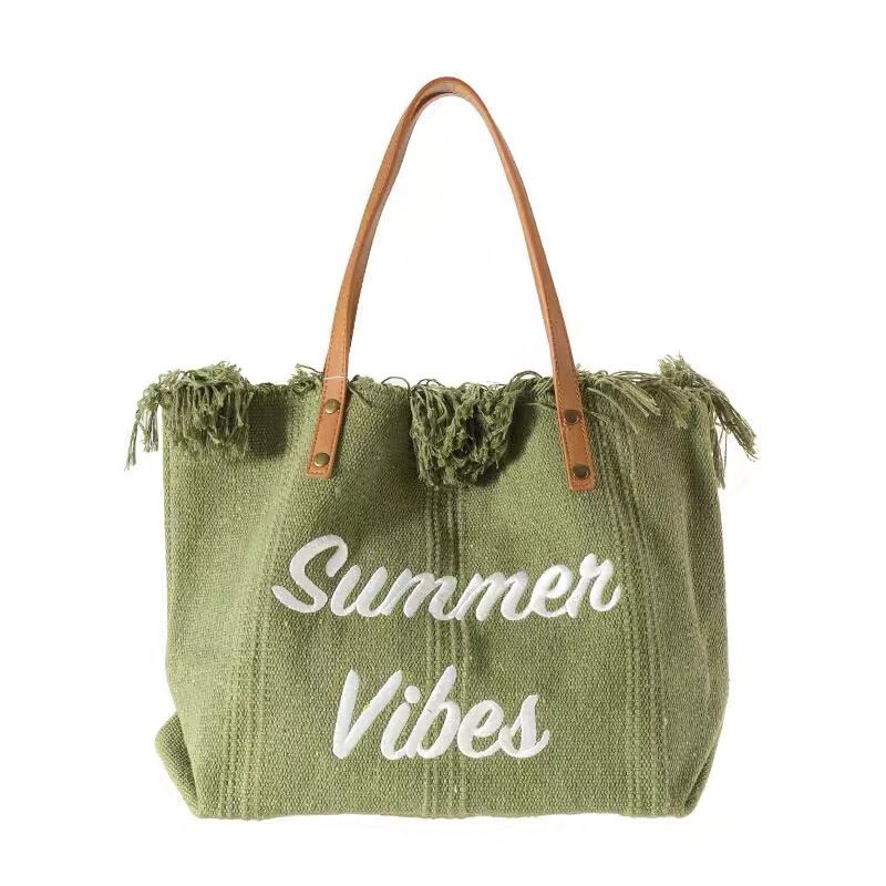 2023 new beach bag travel tote big bag fashion simple tassel bag mummy bag large capacity shoulder bag trendy