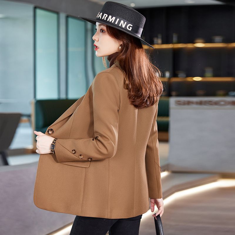Coffee color small suit jacket female spring and autumn  new high-end sense small casual lady slim suit jacket