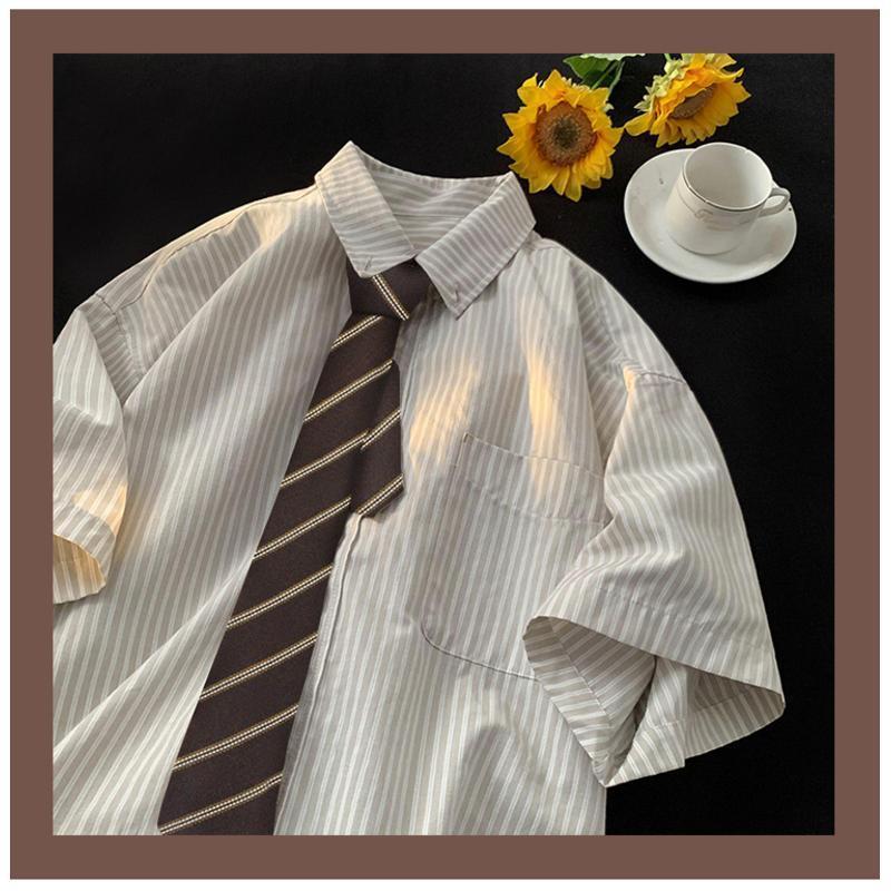 棕色领带DK衬衫男学生学院风咖啡色条纹复古免打装饰jk领结女配饰