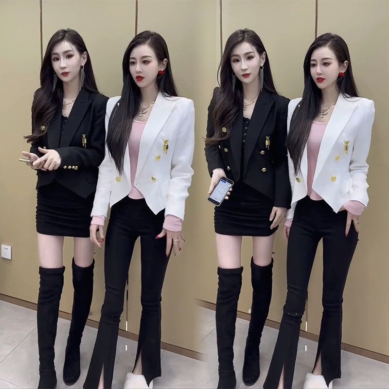 2023 Spring New Short Slim Fit Suit Jacket Women's Fashionable and Versatile Personalized Small Suit for Outerwear Temperament Trend
