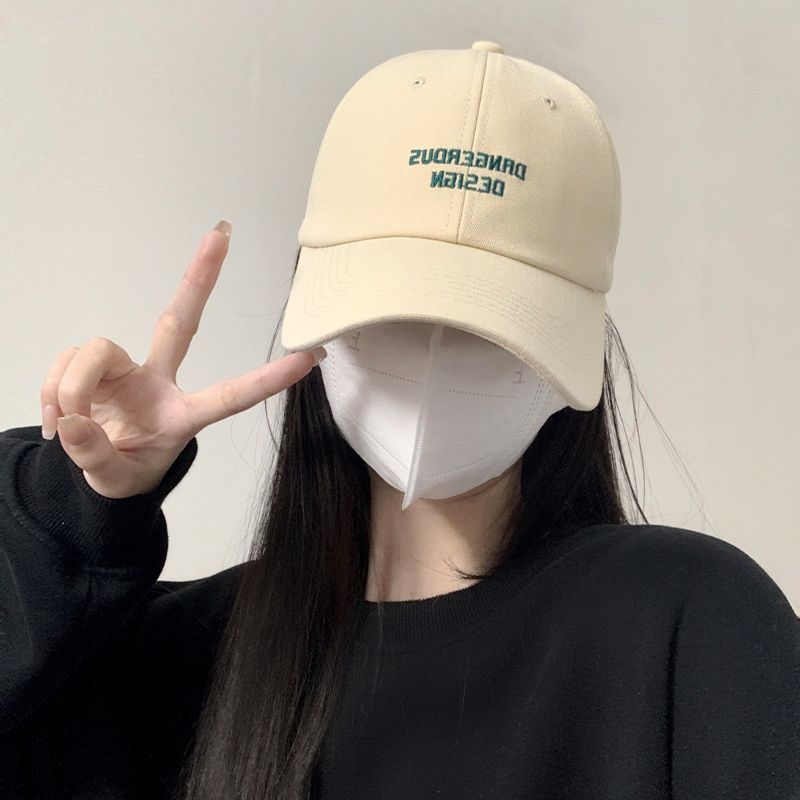 Baseball hat women's spring and summer ins tide letters sunscreen big head circumference Korean version of the face small all-match sunshade peaked cap men