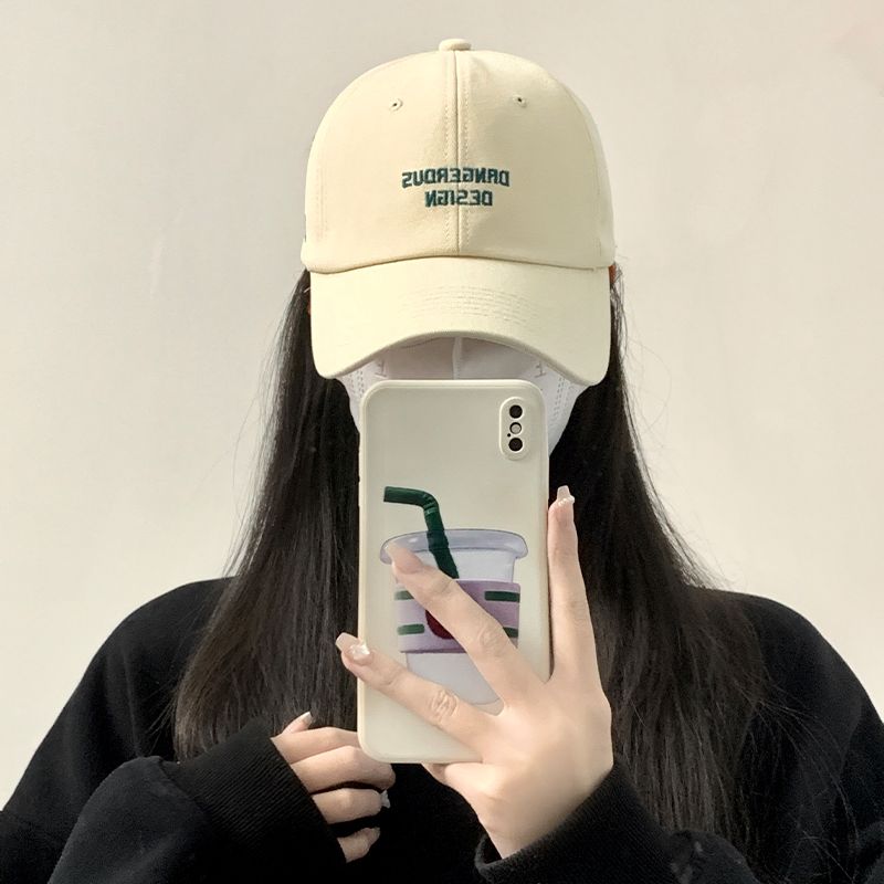 Baseball hat women's spring and summer ins tide letters sunscreen big head circumference Korean version of the face small all-match sunshade peaked cap men