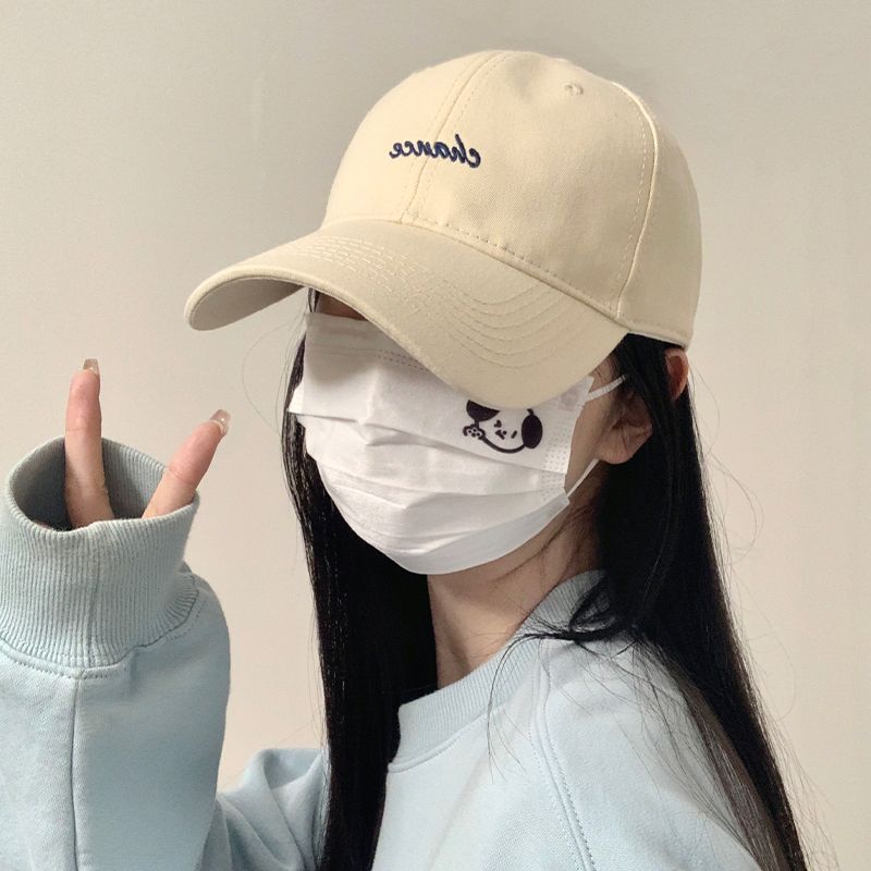 Baseball hat female spring and summer Korean fashion all-match letter embroidery student casual soft top cover face cap male