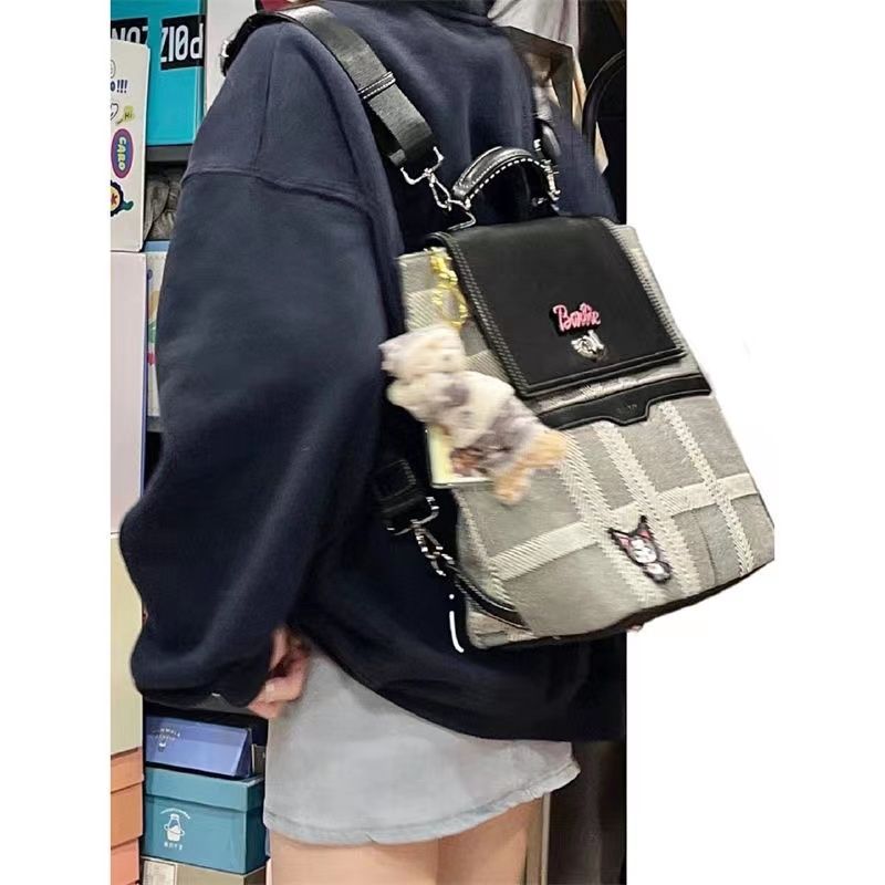 British style bag women's 2023 new niche plaid shoulder bag all-match commuting portable single shoulder Messenger bag backpack