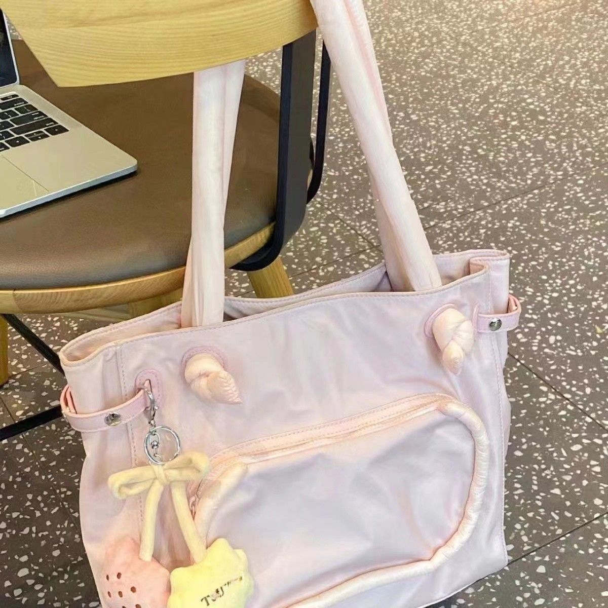 新款甜美尼龍布大容量單肩包百搭大學生休閒上課通勤包輕便...