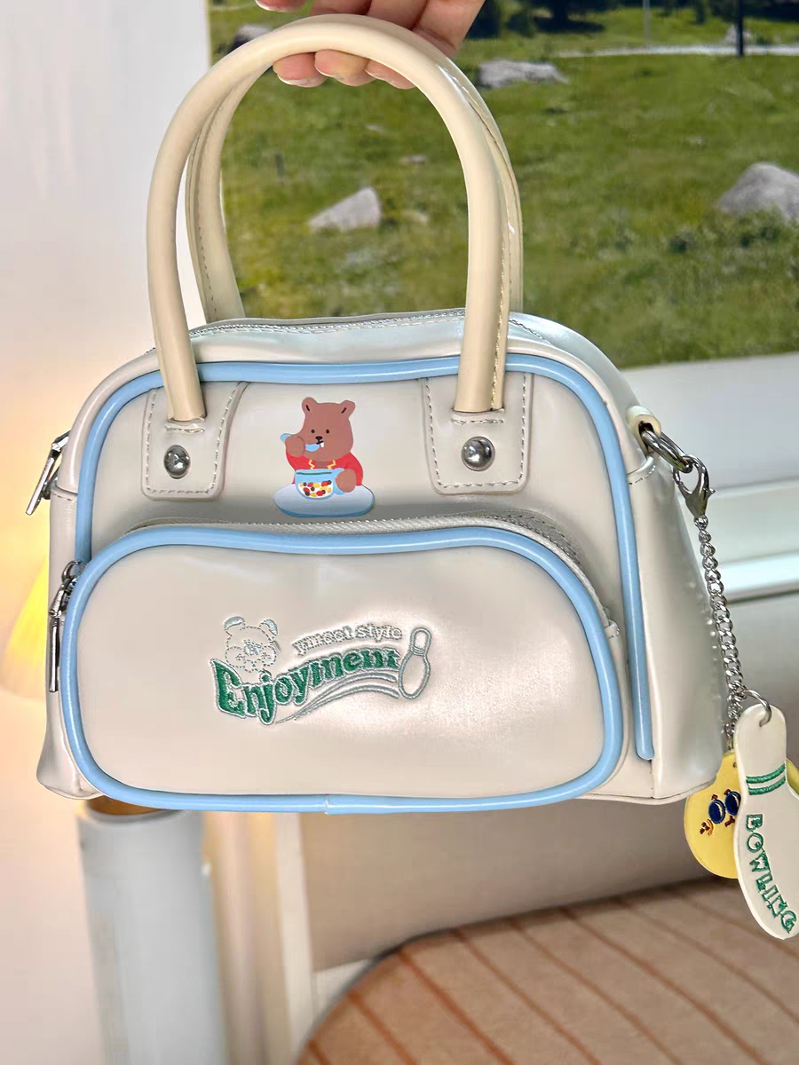 High-value bags  new bowling bag texture small bag saddle bag simple Messenger bag fashion handbag