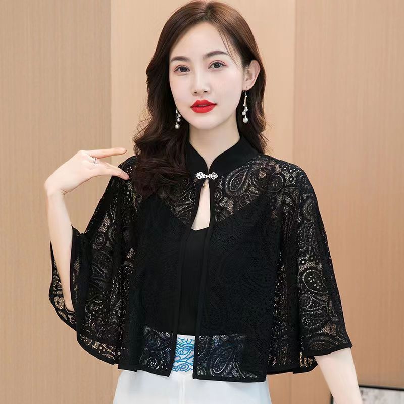 【鎮店之寶】夏季蕾絲腰果花斗篷披肩 優雅顯瘦 百搭夏天女人味