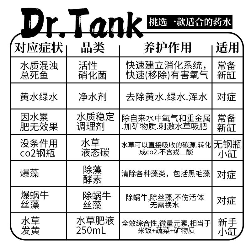 Dr.Tank坦克药水硝化水草液肥水质稳定除藻剂洗沙粉开缸伴侣