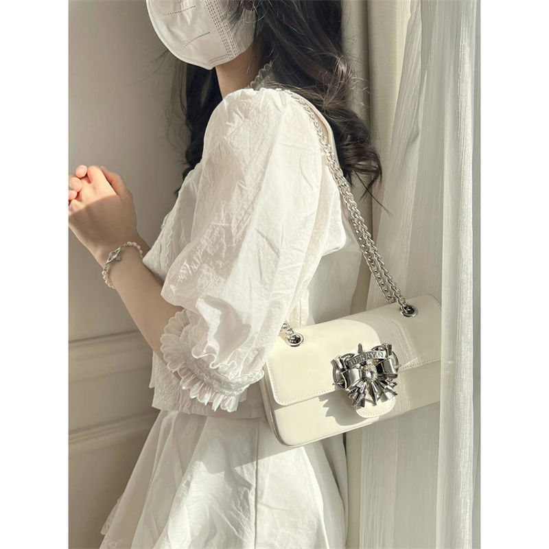 Korean bag women's 2023 new chain armpit bag high-end sense Messenger small square bag fashion rich style celebrity bag