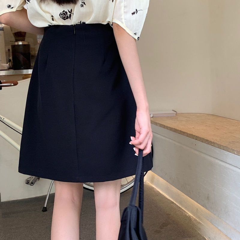 Irregular skirt women's 2023 spring new high-waisted thin professional bag hip mid-skirt large size a-line skirt