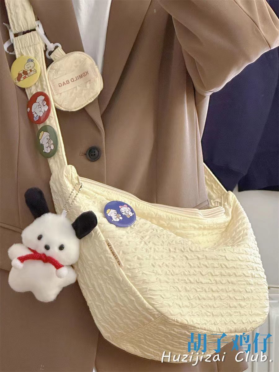 日系ins風韓版百搭包包女高顏值小眾餃子包大容量學生上課斜挎包