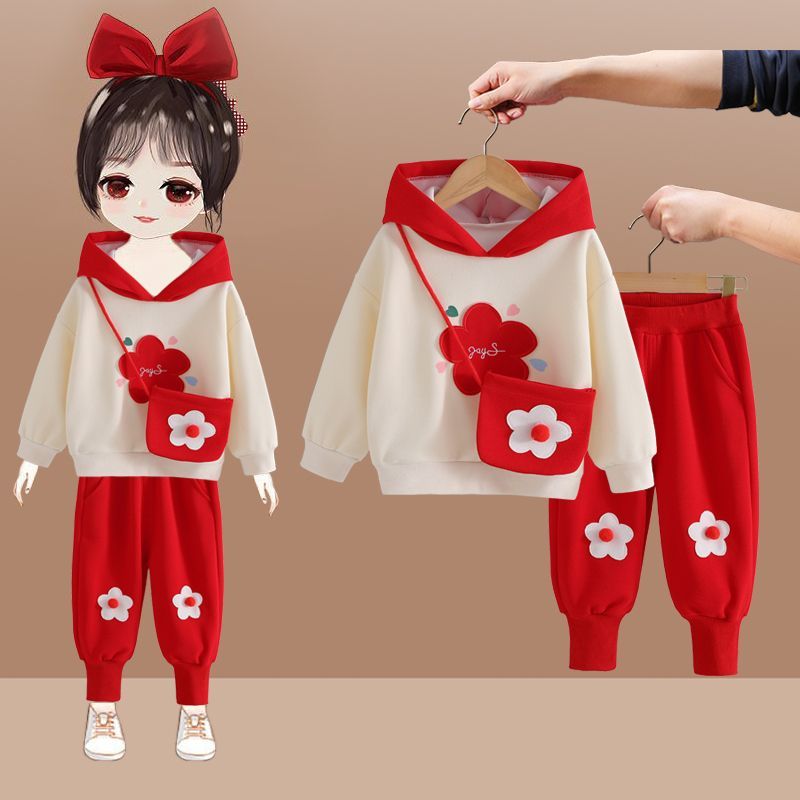 女童春裝兩件套裝2023新款兒童超萌洋氣兩件套女寶寶衣服春秋款潮