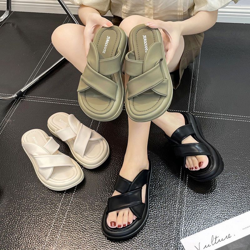 網紅厚底拖鞋外穿女夏季2023歐貨爆款涼鞋增高高級感炸街涼拖軟底