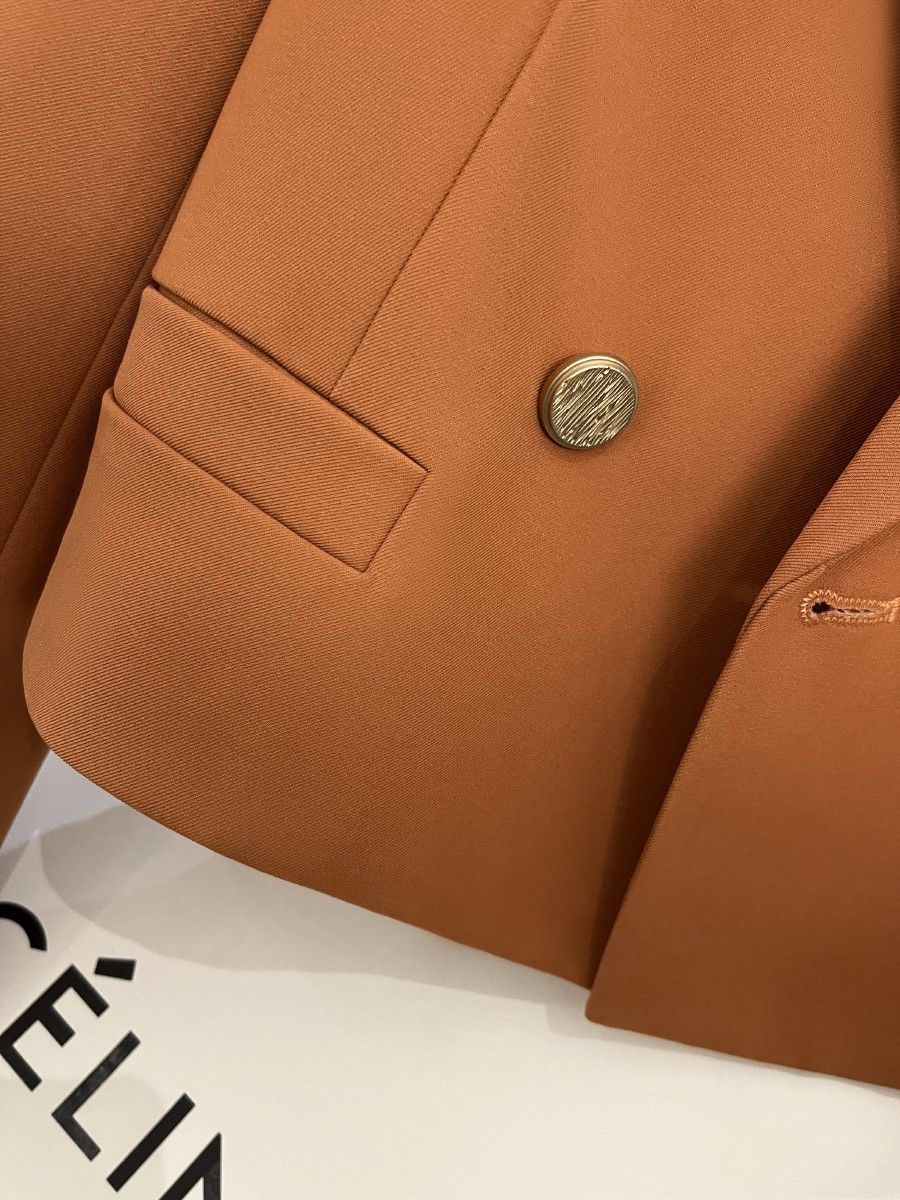 Orange orange small suit jacket female  new spring and autumn short style light luxury royal sister British style suit tide