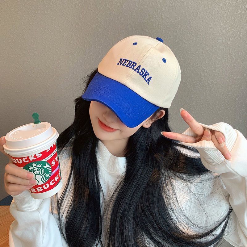 New hat women's spring and summer baseball cap with color matching letters, all-match fashion trendy ins peaked cap, Korean version with small face
