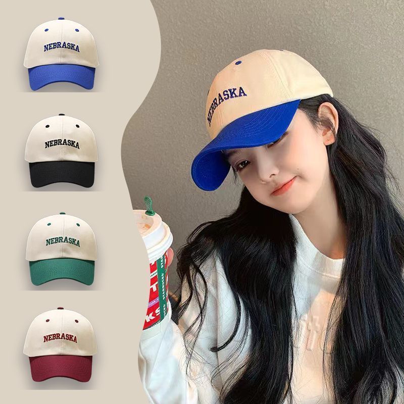 New hat women's spring and summer baseball cap with color matching letters, all-match fashion trendy ins peaked cap, Korean version with small face