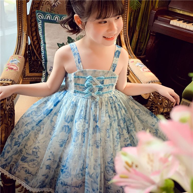 女童连衣裙夏装新款小女孩中国风旗袍裙洋气儿童泡泡袖公主裙