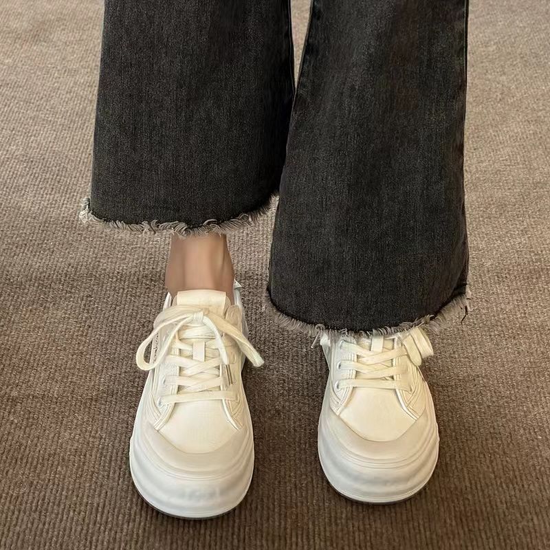 Hong Kong style high-end casual shoes  spring new all-match biscuit shoes sports small white shoes thick-soled melting shoes women