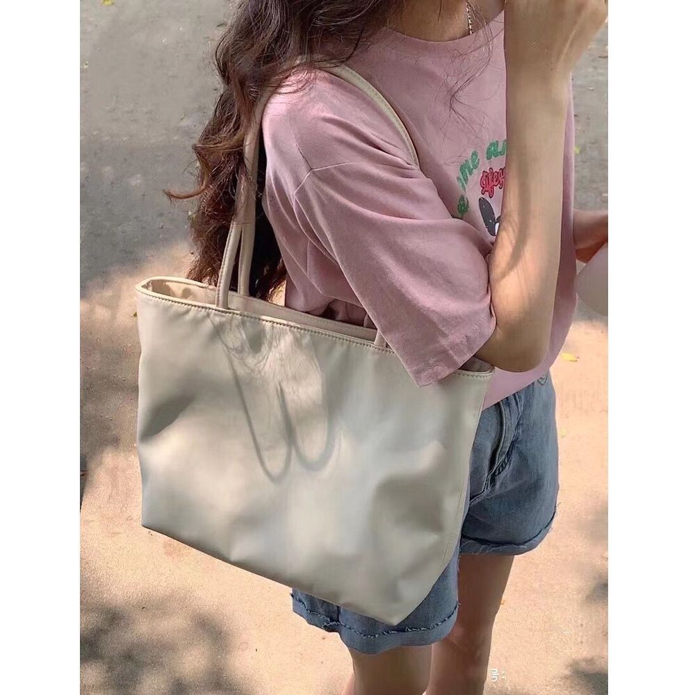 Nylon canvas bag women's summer new solid color fashion college style tote bag all-match ins large-capacity bag