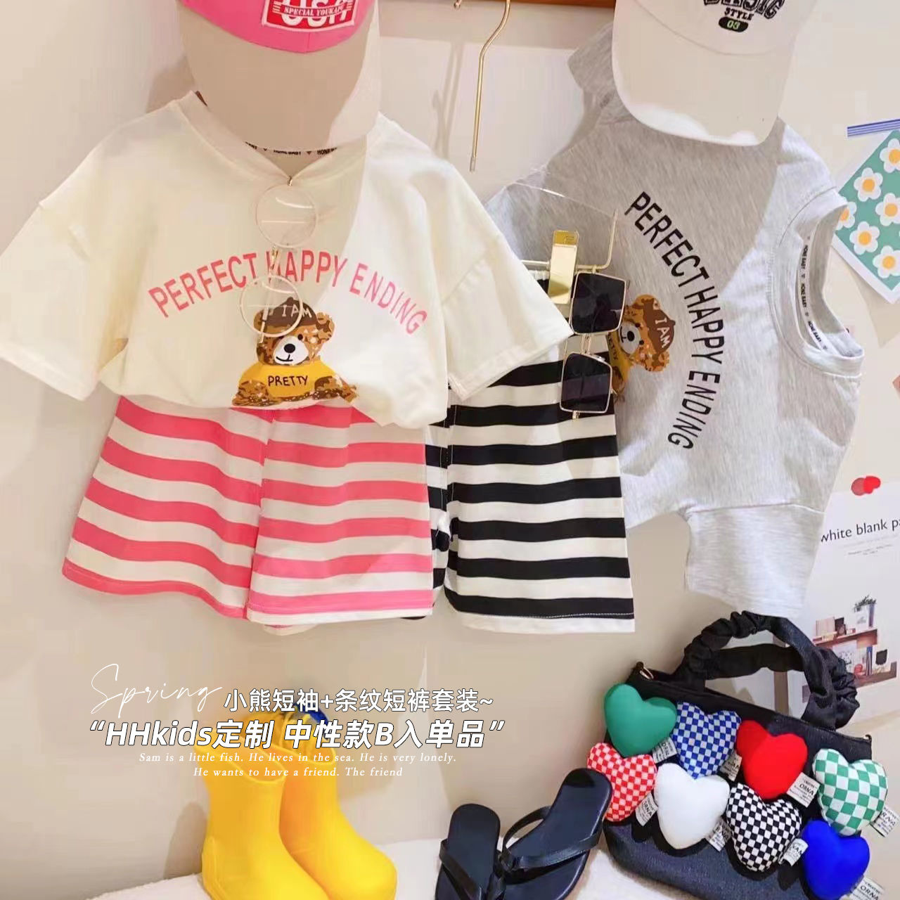Children's short-sleeved suit 2023 summer new boys and girls short-sleeved T-shirt baby casual shorts trendy two-piece suit