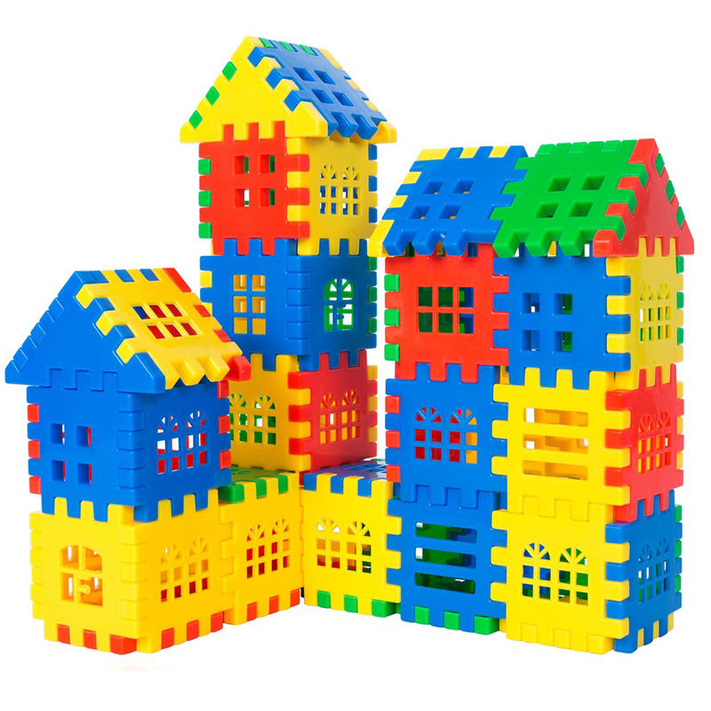方块房子积木数字字母塑料拼装插幼儿女男孩儿童开发智力益智玩具