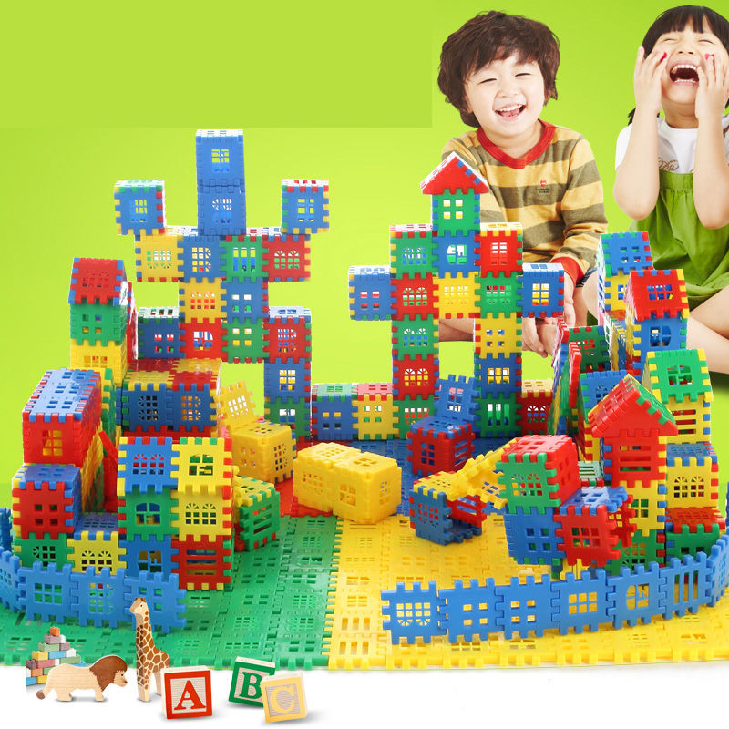 儿童方块房子积木数字母塑料拼装益智玩具男孩3-6岁智力开发拼图