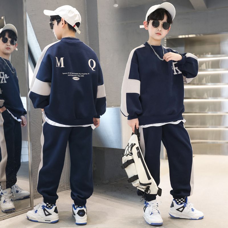 男童套装春秋款新款韩版中大童休闲洋气男孩宽松运动两件套潮