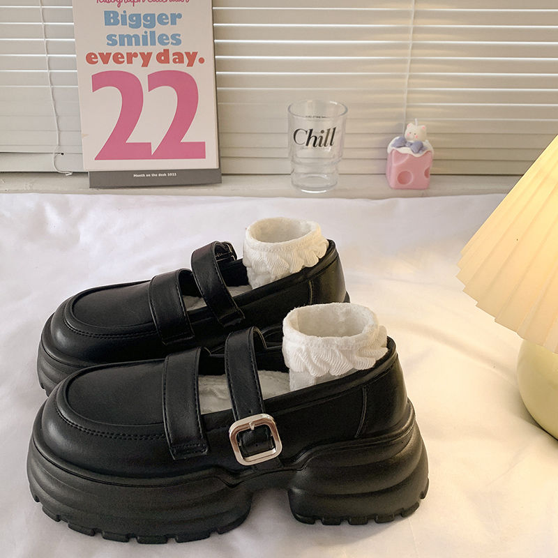 日系jk小皮鞋女春秋2023新款英倫風厚底百搭復古圓頭法式瑪麗珍鞋
