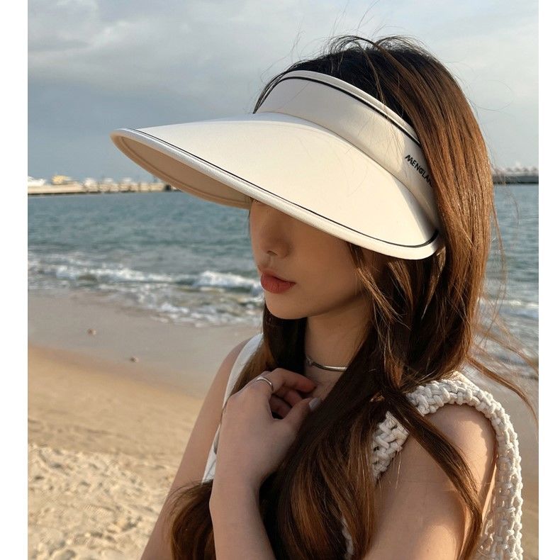 Sun hat female anti-ultraviolet summer large brim sunshade face breathable uv headband empty top hat sun hat female