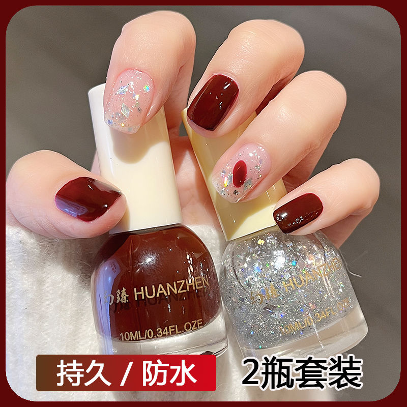 不易掉防水高檔油性指甲油不可撕拉免烤快干持久美甲顯白無毒新款
