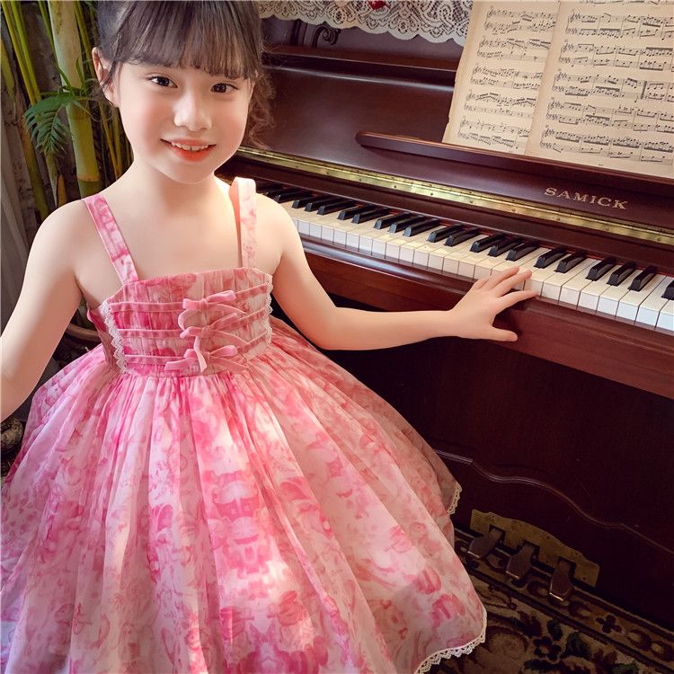 女童连衣裙夏装新款小女孩中国风旗袍裙洋气儿童泡泡袖公主裙