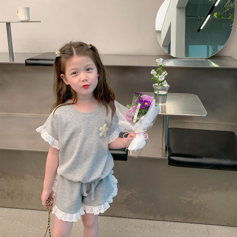 100%純棉女童裝兩件套夏季中小兒童夏裝衣服女寶寶洋氣運動服套裝