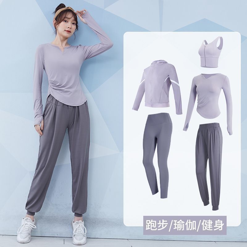 瑜伽服套裝女網紅透氣高彈寬鬆運動健身速幹上衣訓練服晨跑步褲子