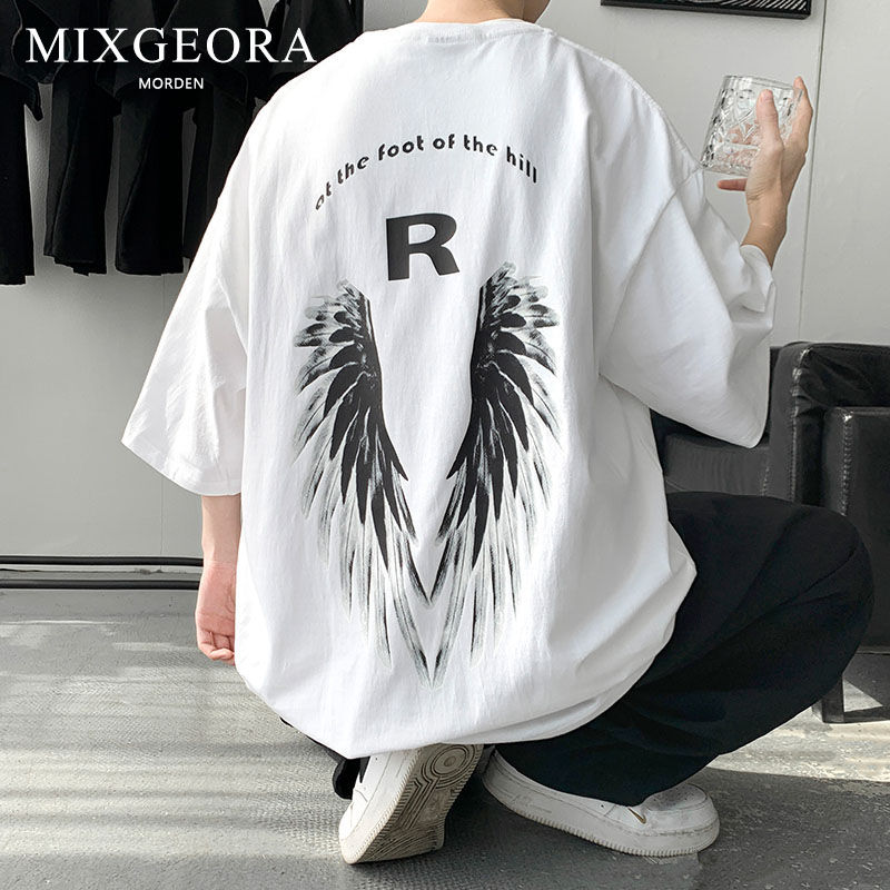 MIXGEORA小眾潮牌美式韓版夏季100%純棉寬鬆男士情侶短袖T恤ins風
