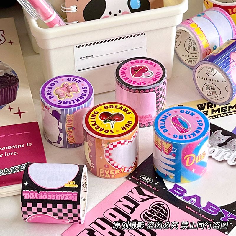 Retro paper tape sticky notes creative high-value and paper tape can be pasted bottoming stickers ins wind tape Korean system