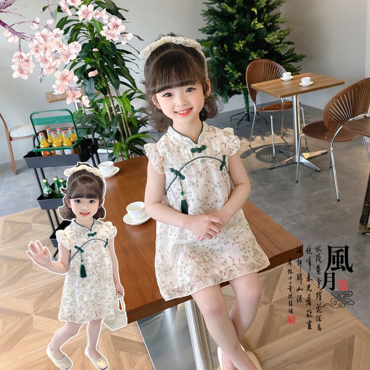 中国风童装女童连衣裙夏季儿童改良旗袍裙周岁婴儿女宝宝公主裙子