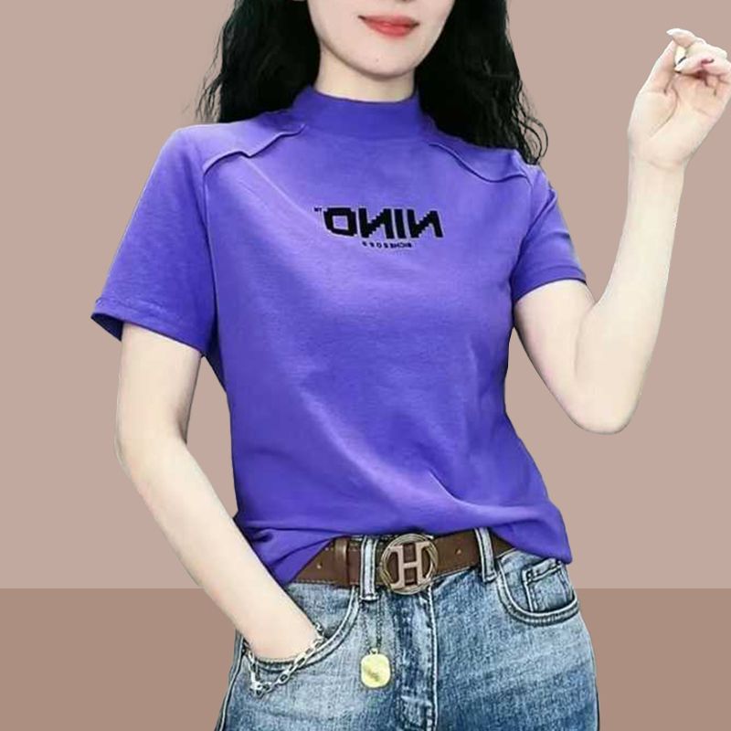 2023 new simple round neck fashion summer slim all-match T-shirt casual ladies short-sleeved tops bottoming shirt women