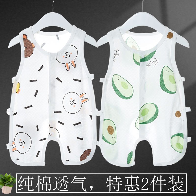 寶寶夏天衣服嬰兒純棉透氣超薄款無袖連體琵琶衣爬服夏季小孩衣服
