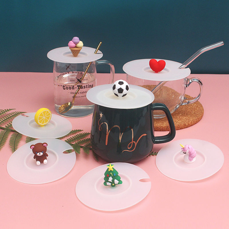 食品级硅胶杯盖陶瓷马克杯水杯茶杯通用防尘盖子中号小号缺口杯盖