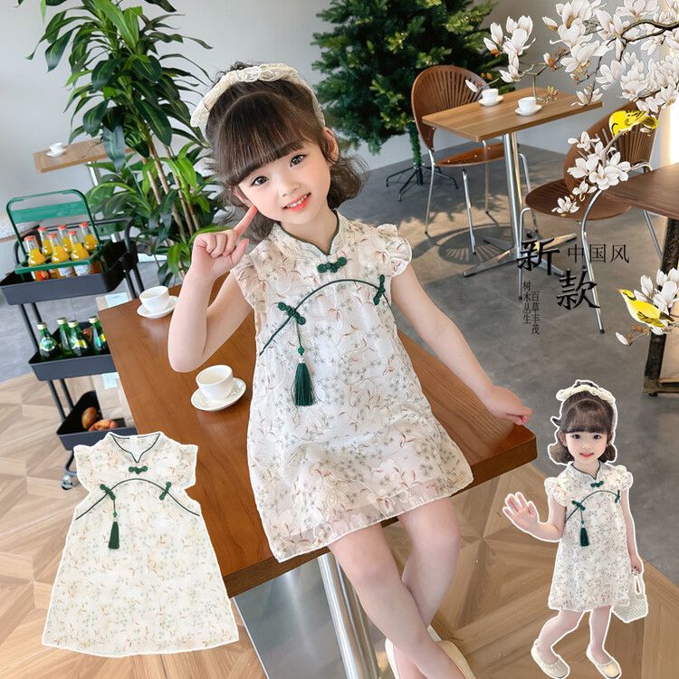 中国风童装女童连衣裙夏季儿童改良旗袍裙周岁婴儿女宝宝公主裙子