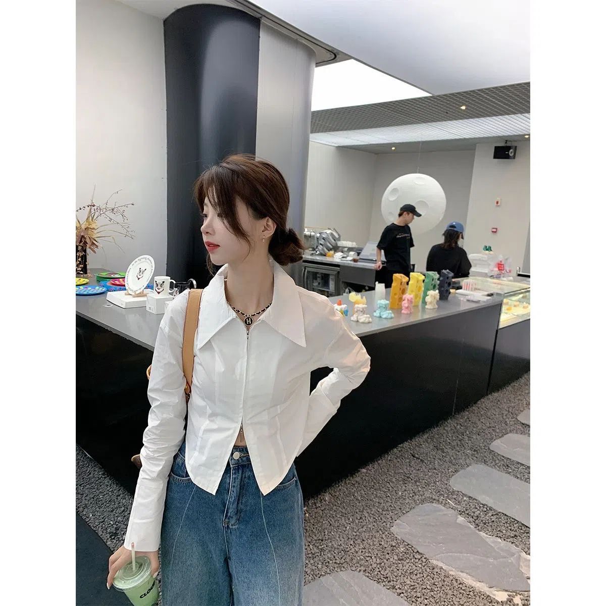 SOLO爆爆襯衫女白色小眾設計感2022秋季新款內搭疊穿長袖上衣外套